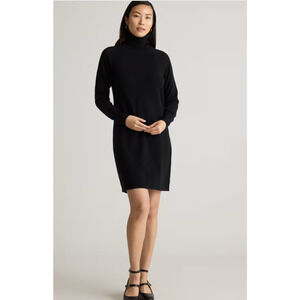Quince Women's Black Mongolian Cashmere Turtleneck Sweater Mini Dress Small